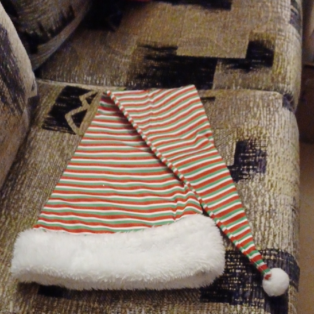 4/$30 New Festive Long Striped Santa Hat - Adult O/S